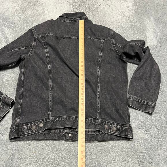 Levi’s Jean Jacket Womens XL Faded Black Button Western Trucker Coat - Picture 5 of 8